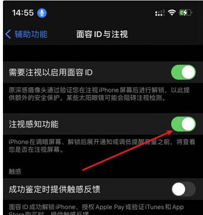 温宿苹果14维修网点分享iPhone14注视感知功能有什么用 